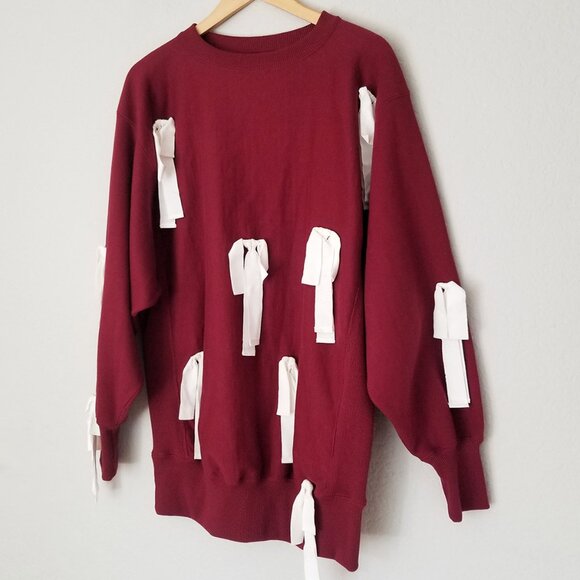 Urban Outfitters BDG Kimchi Blue Jasmine Oversized Bow Sweatshirt Burgundy S $99 - Picture 6 of 16